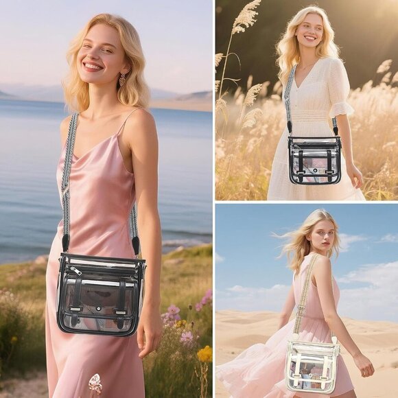 Clear PVC Crossbody Bag Women Stadium Concert Waterproof Organizer - Picture 2 of 9